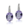 Sterling Silver Amethyst & White Topaz Oval Leverback Earrings