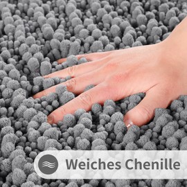 Yimobra U-Shaped Toilet Mat, Soft and Comfortable Contour Mat for Bathroom Floor, 61 x 51 cm, Non-Slip Bathroom Rug, Maximum Absorbent, Dries Quickly, Machine Washable, Dark Grey