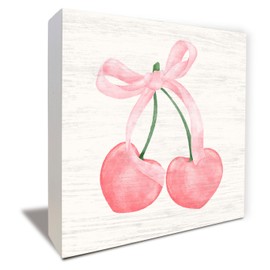 ULEGIE Pink Cherry Bows Decor, Dorm Room Essentials for Girls, Bow Room Decor, Girly Ribbon Bow for Girls Room Dorm College Apartment Bedroom Desk Shelf Tabletop Decoration 5 x 5 Inch