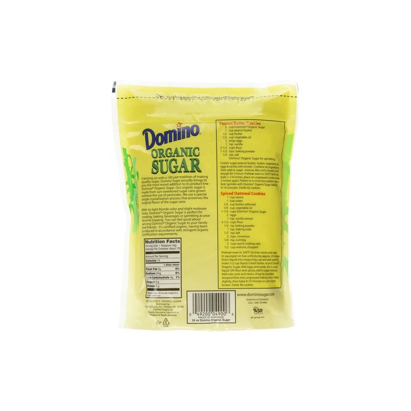 Domino Pure Cane Organic Sugar 24 Ounce Pack for Baking