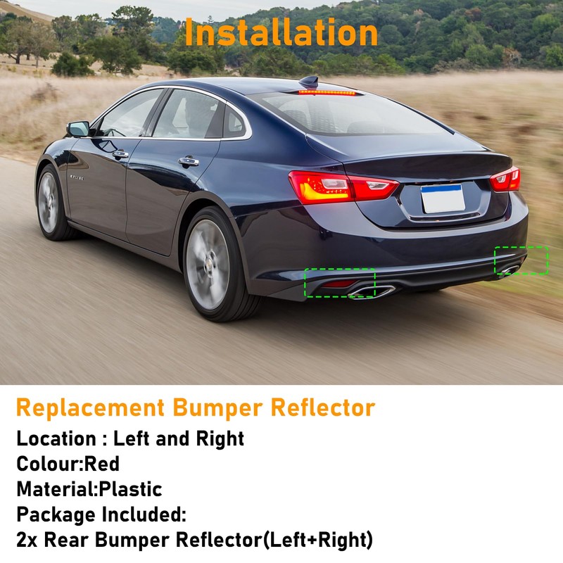 Abodvu Compatible with Chevy Malibu Rear Bumper Reflectors 2016-2022,Left Driver