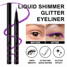 Glitter Colored Liquid Eyeliner, Shimmer Liquid Eyeliner Makeup Set, Purple Blue Gold Green Face Body Glitter Makeup Sparkling Eye Liner Pen, Waterproof Sparkle Metallic Shimmer Eyeliner (# 4PSC A)