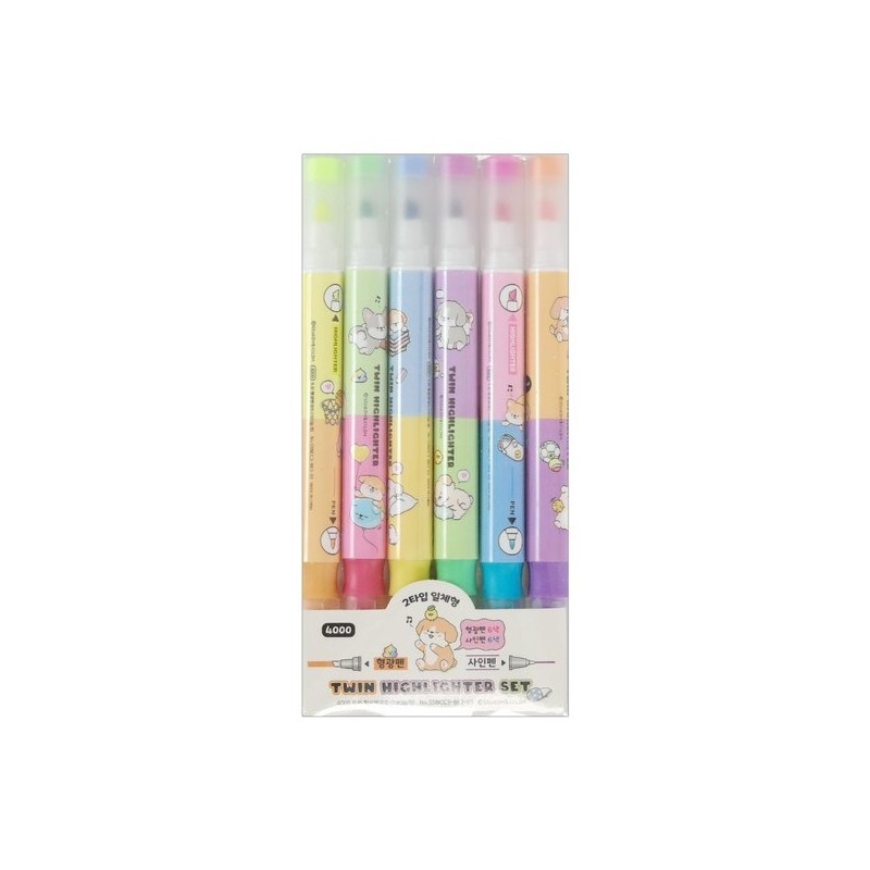 Irinupgae Twin Highlighter Set 4000 Highlighter Pen Sign Pen /