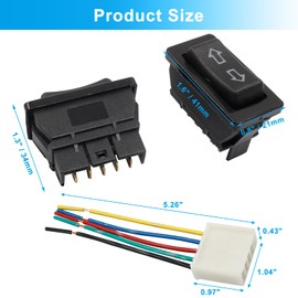 Coufce 2Pcs 5 Pin Car Window Switch, 12V 20A Double Arrow Pattern Control Power Window Lift, Automobile Car Power Window Master Switch with Wiring(Red Light)