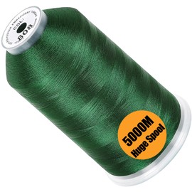 New brothread - Single Huge Spool 5000M Each Polyester Embroidery Machine Thread 40WT for Commercial and Domestic Machines - Deep Green