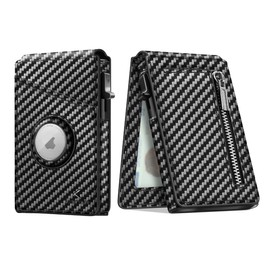 KLOMORE Geldbörse Airtag Herren (Airtag Nicht enthalten), schlankes Herren Portemonnaie mit Münzfach, Bifold AirTag Kartenetui, RFID Schutz Geldbeutel Wallet Portmonee Kreditkartenetui