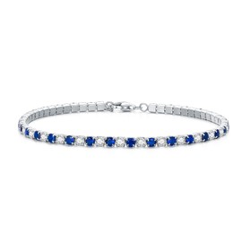 KXJ S925 Sterling Silver Classic Multi-Color Tennis Bracelet Round Cubic Zirconia CZ Tennis Bracelet for Women Girls Sisters Birthday Wedding,7 inches, 7 inches, Cubic Zirconia