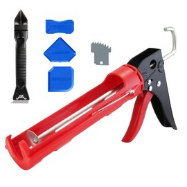 Caulk Gun Kit - Caulk Gun No Drip with 3 Silicone Caulking Tool and 3 in 1 Caulk Remover Tool, 15:1 Thrust Ratio, Professional Caulking Gun Tool for the Seams of Bathroom and Kitchen Sinks