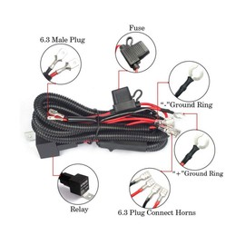 Somaer 12V Horn Wiring Harness Kit For Car Truck Grille Mount Blast Tone Horns(Horn Not Inclueded)