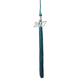 Graduation Tassels with Silver 2017 Year Charms (Teal)