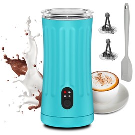 Ovetedot Milk Frother, Upgraded 4-in-1 Milk Frother and Steamer, Hot and Cold Foam Maker and Milk Warmer with Temperature Control & Auto Shut-Off, Frother for Coffee, Latte, Cappuccino, Matcha(Blue)