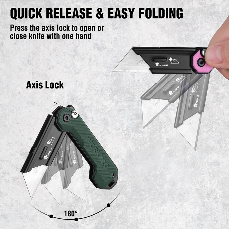 WORKPRO 3-Pack Folding Utility Knife, Compact EDC Box Cutter with