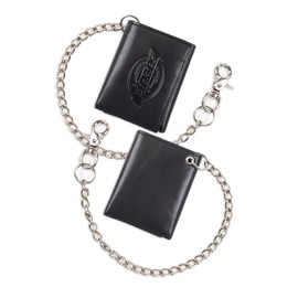 Dickies Men's Leather Chain Wallet - High Security Trifold With ID Window And Credit Card Pockets