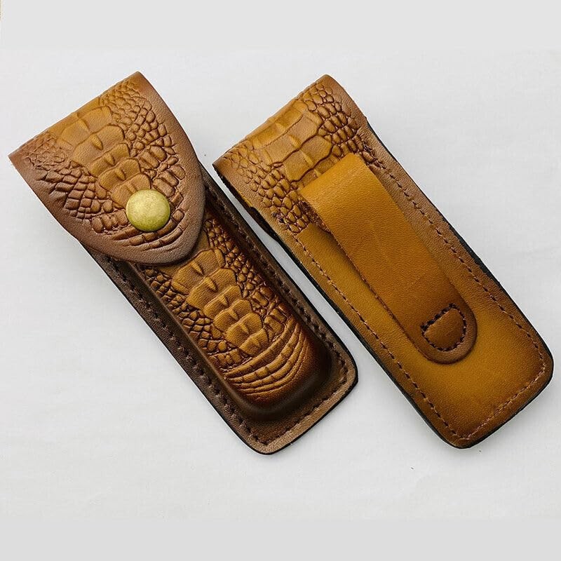 Folding Pocket Knife Sheath 5.2" Cow Leather Belt Case Case