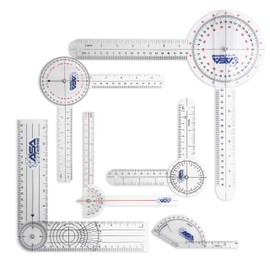 ASA TECHMED 6 Pcs 360° 12, 8 and 6 Inch Medical Spinal Goniometer Angle Protractor Angle Ruler
