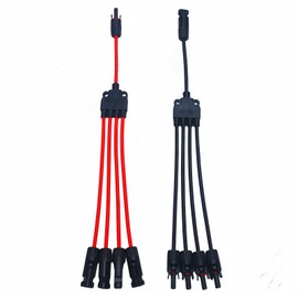Losato 1 Pair Solar Y connectors 1 to 4-Turn connectors Waterproof Parallel Solar connectors, 12AWG tinned Copper Solar Panel Cable Plug connectors (M/FFFF and F/MMMM)