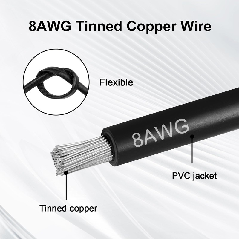 8AWG Tinned Copper Wire with Anderson-Style 50A Connectors 3FT, Heavy-Duty