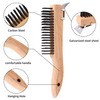 SUPERCLN Wire Brush Wooden Curved Handle Scratch Brushes with Scraper,Wire
