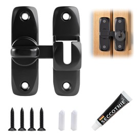 90/180 Degree Flip Sliding Barn Door Lock, Portable Black Gate Lock, Waterproof Aluminium Rustic Doors Latch, Security Gate Latches for Garden, Barn, Bathroom, Outdoor, Garage, Window, Sliding Door