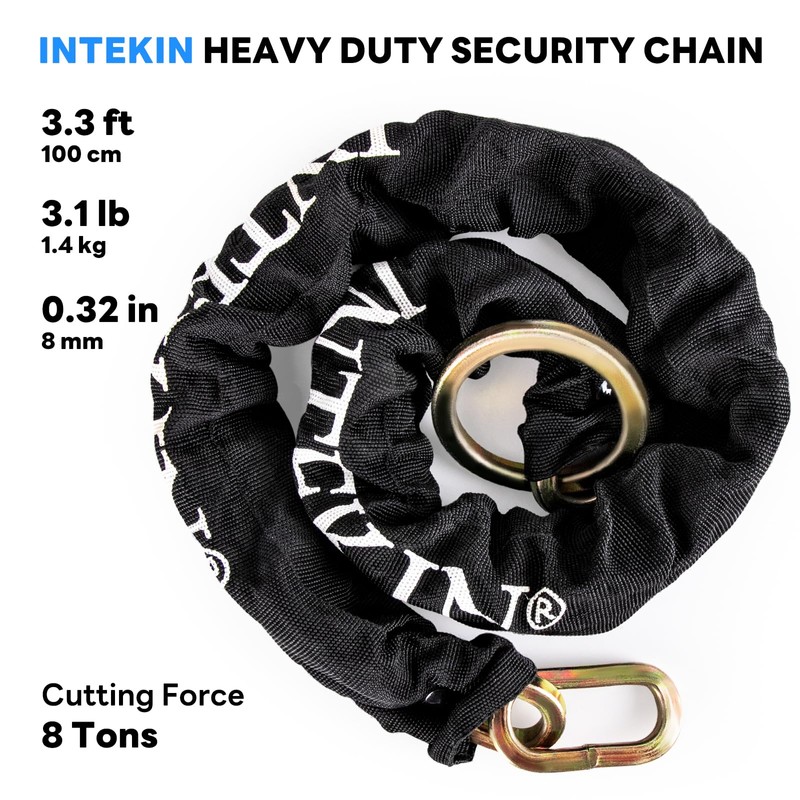 INTEKIN Security Chain 3.3 ft x 5/16" Thick Bike Lock