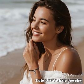 GIAYIER Black Orca Bracelet for Women Men, Inspirational Orca Whale Gifts Ocean Bracelet Jewelry, Orca Lovers Gift (Orca Bracelet)