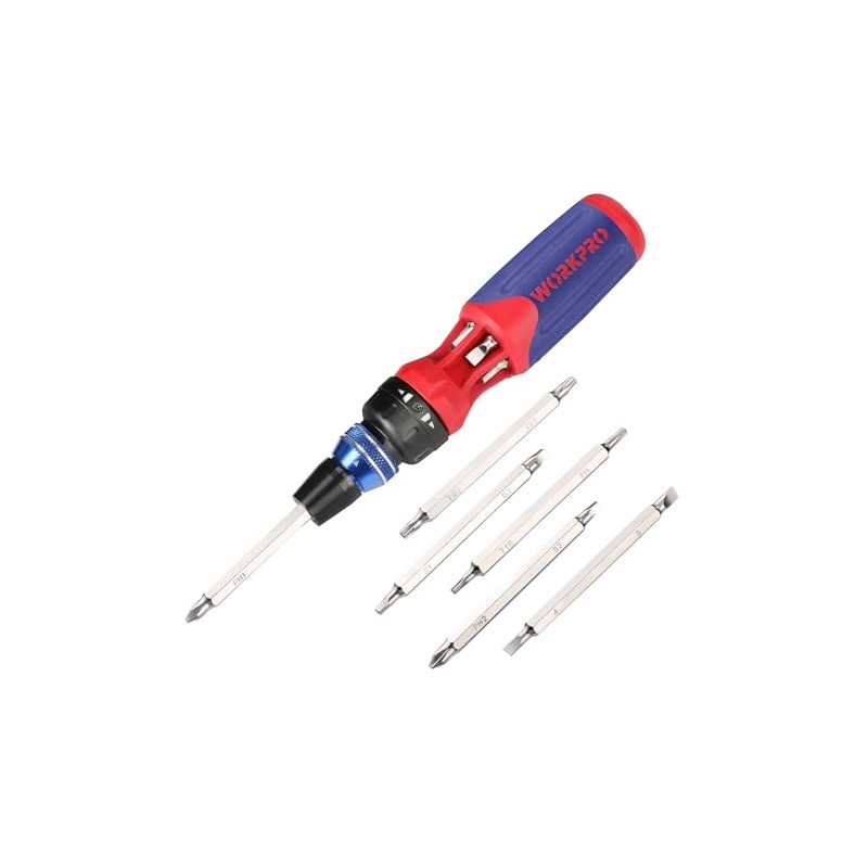 WORKPRO 12-in-1 Ratcheting Multi-Bit Screwdriver Set, Quick-load Mechanism Screwdriver with