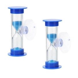 2pcs Blue Toothbrush Timer for Kids 2mins Sand Clock Timer 2 Minute Sand Timer for Kids, Plastic Suction Cup Hourglass Sandglass Desktop Ornament Party Favors