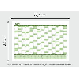 5 x DIN A4 wall calendar for 2026, 14 months, annual calendar, monthly overview, (29.7 cm x 21 cm), planner appointments, e.g. for office, home, school, year planner, monthly planner, family calendar