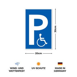 Strobo Behindertenparkplatz Sign, 20 x 30 cm, Made From Sturdy PVC Hard Foam Board, 3 mm, ‘Parking Space For Wheelchair Users, Park Only With ID’ Sign With UV Protection