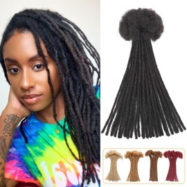 Loc Extensions Human Hair 0.6 cm 10 Inch 30 Strands Dreadlock Extensions Human Hair Loc Extensions Dreads Extensions for Men Women Kids Real Human Hair Locs 1B Natural Black Handmade Permanent Locs