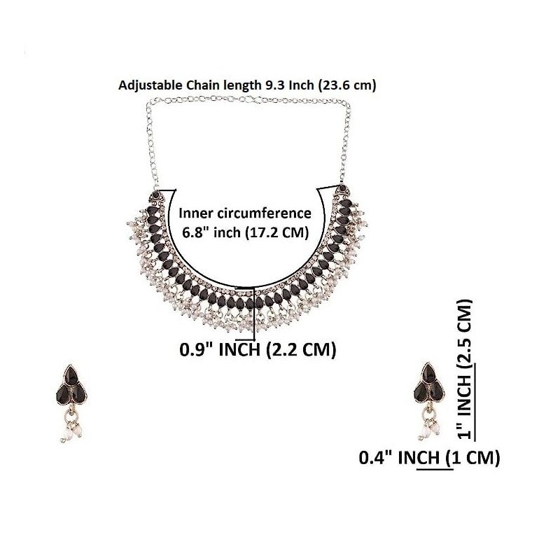 Efulgenz Conjunto de gargantilla, collar y pendientes de gota de