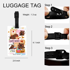 Luggage Tags for Suitcases – Cute Capybara Cartoon Travel Bag Tag, Durable PVC Silicone ID Identifier for Suitcase & Backpack, Funny Animal Baggage Label Gift for Men, Women, Kids
