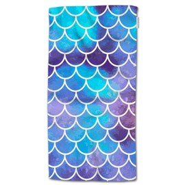 HGOD DESIGNS Mermaid Hand Towels Retro Ocean Sea Fish Scale Mermaid Sequin Soft Hand Towel for Bathroom Kitchen Yoga Gym Decorative Towels 15"X30"