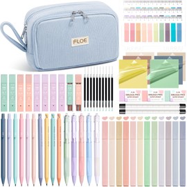 62PCS Aesthetic School Supplies, Cute Back to School Supplies College Essentials Preppy Stationary Set with Large Pencil Pouch Case, Pastel Highlighters Gel Pens Mechanical Pencils for Student Girls