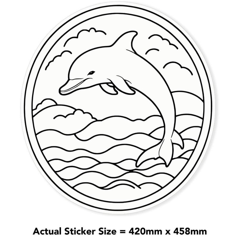Extra Large 460mm 'Cute Dolphin' Permanent Sticker Decal for Cars/Windows/Bins/Walls