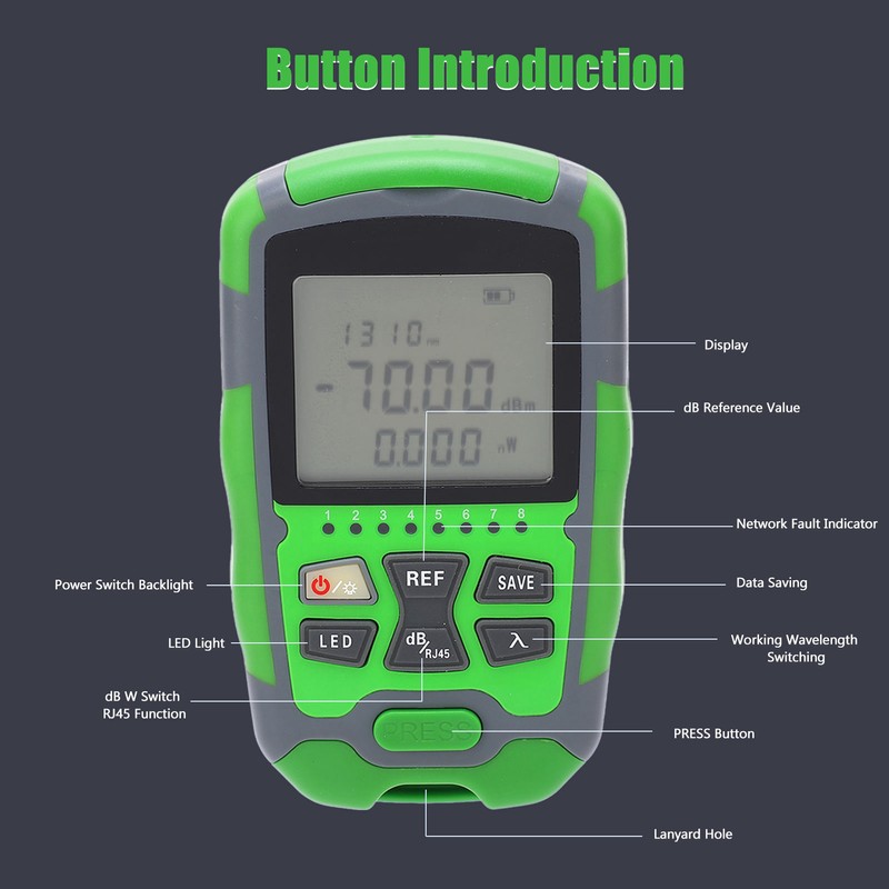 Optical Fiber Power Meter ‑70~+10dbm Digital Display Optic Cable Tester