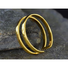 NicoWerk SRI636 Women's Silver Ring 925 Sterling Silver Narrow Golden Band Ring Double Row Smooth Openwork Adjustable Open, Sterling Silver