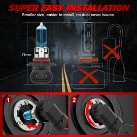 SYJIIP Upgraded Halogen Headlight Bulbs For Nissan Rogue 2008 2009 2011 2012 2013 2014, 9005 H11 High Low Beam Headlamp Lights, 6000K White 12V 55W, 300% Brightness, Plug n Play, 4-Pack