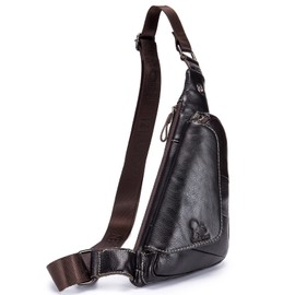 Pundarika Men's Leather Shoulder Bag Business Leather Crossbody Bag Leisure Sports Handbag Small Retro Waist Bag Fashion Wallet, dark brown, Retro