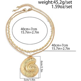 Charm Necklace for Women Gold Conch Shell Necklace Pearl Choker Necklace Starfish Seashell Bow Boots Silver Spiral Necklace Boho Summer Beach Necklace Surfer Necklace (Gold)