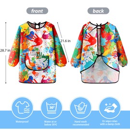 DDLP Kids Aprons for Painting Kids Art Smock for Painting Activities Cooking Crafts Classes Smock for Ages 7-11 (Multicolored)