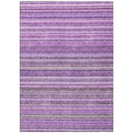 Homeroots 3' X 5' Purple Eggplant And Lilac Striped Washable Indoor Outdoor Area Rug