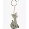 Whimsical Smiling Grey Cat Kitten Keychain - Cat Lovers gift