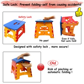 SUMBABO Kids Folding Step Stool for Toddlers Bathroom Sink – Safety Lock to Stable（1 Pack = Red+Blue）
