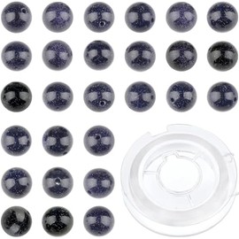 Bymitel 8mm Natural Blue Sand Stone Round Beads Gemstones Genuine with 140pcs DIY Jewelry Making Unisex (8mm 140pcs, Blue Sand Stone)