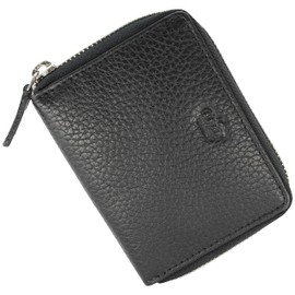 Baur Women's Genuine Leather Wallet, Mini Wallet with RFID Protection, Small Wallet with 6 Card Slots, Note and Coin Compartment, Wallet with All-Round Zip, black, Classic