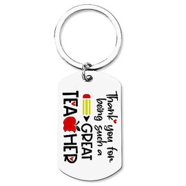 Kefley Thank You Teacher Gifts Keychain from Student Teachers Christmas Retirement Graduation Gifts for Women Men End of Year Kindergarten Preschool Teacher Assistant Appreciation Gift Key Rings