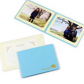 山田屋台紙店 写真台紙 ペーパーフォトフレーム ポケット台紙 『Photograph/カメラ』 2Lサイズ 2面ヨコ (ブルー)