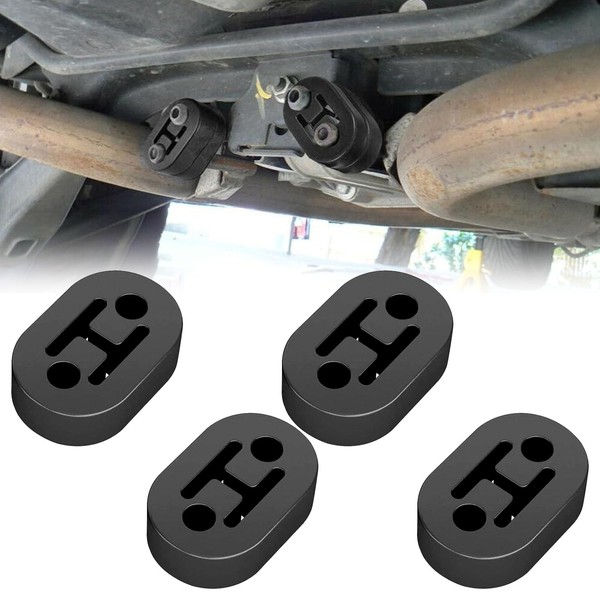 CLKE 4 x Black Rubber Exhaust Pipe Bracket 2 Holes