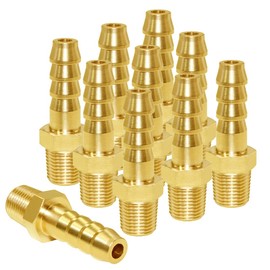 Joywayus Brass Hose Fittings,3/8" Hose ID x 1/8" Male NPT Adapter,Hose Barb to Male Pipe Fittings(Pack of 10)